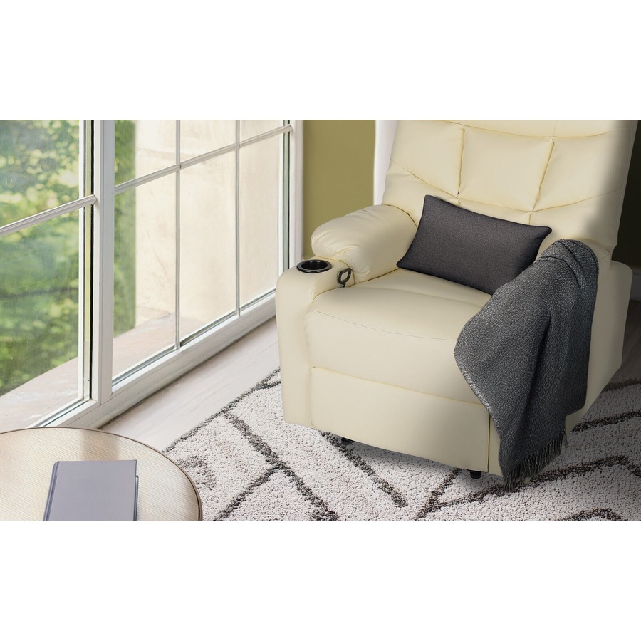 8-Point Electric Massage Recliner Chair - PU Leather Lounge Sofa Armchair ARLEEN BEIGE