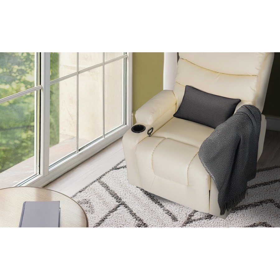 8-Point Electric Massage Recliner Chair - PU Leather Lounge Sofa Armchair CELINA CREAM
