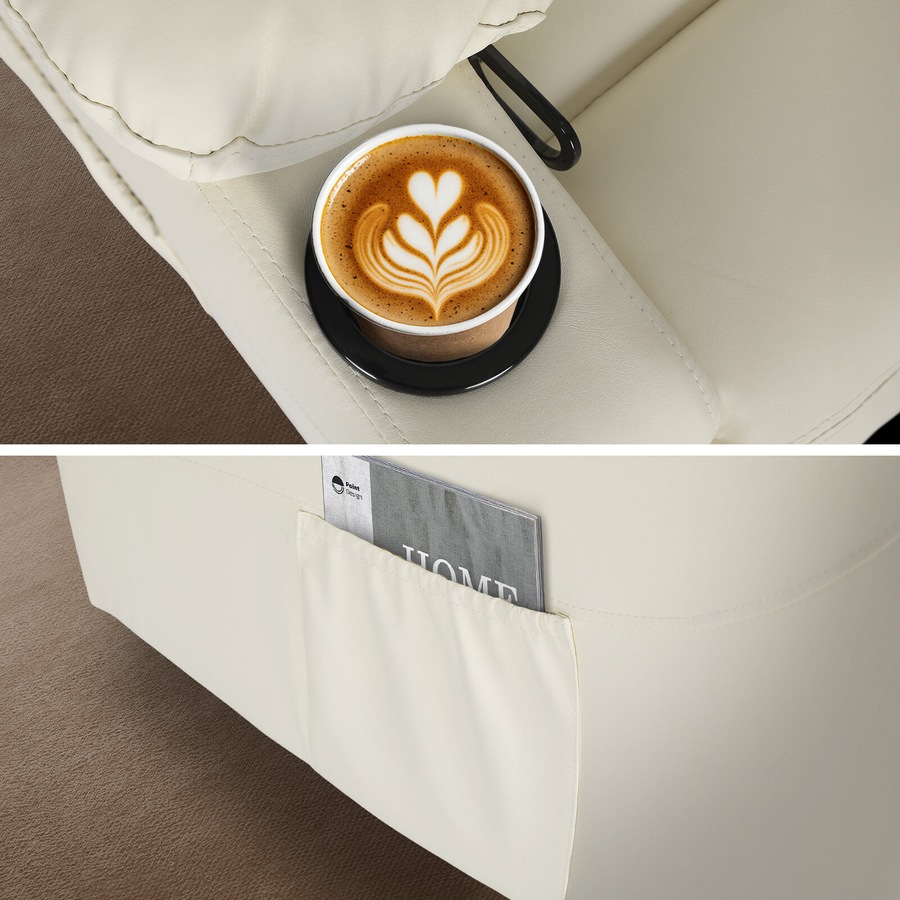 8-Point Electric Massage Recliner Chair - PU Leather Lounge Sofa Armchair CELINA CREAM