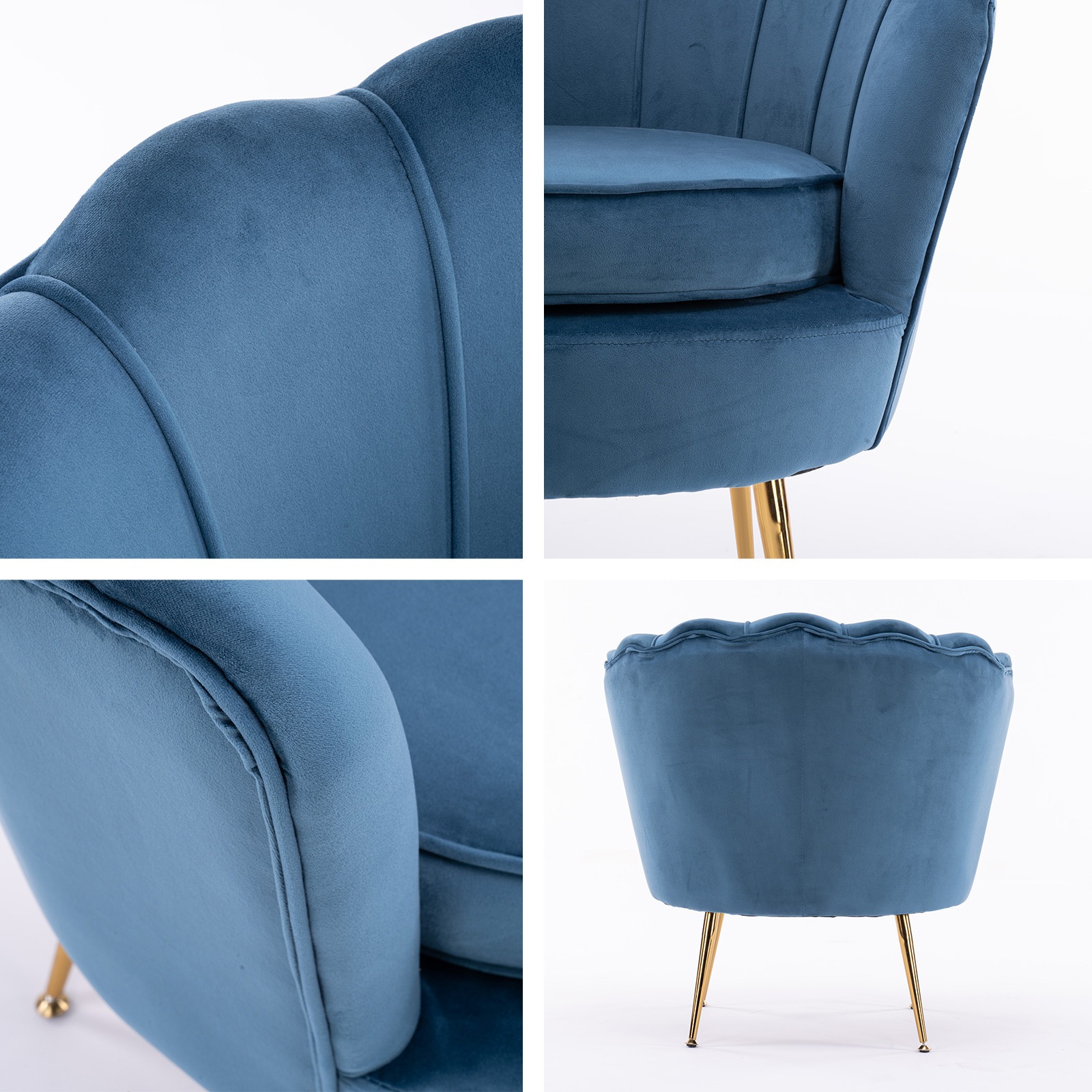 Navy velvet scallop online chair