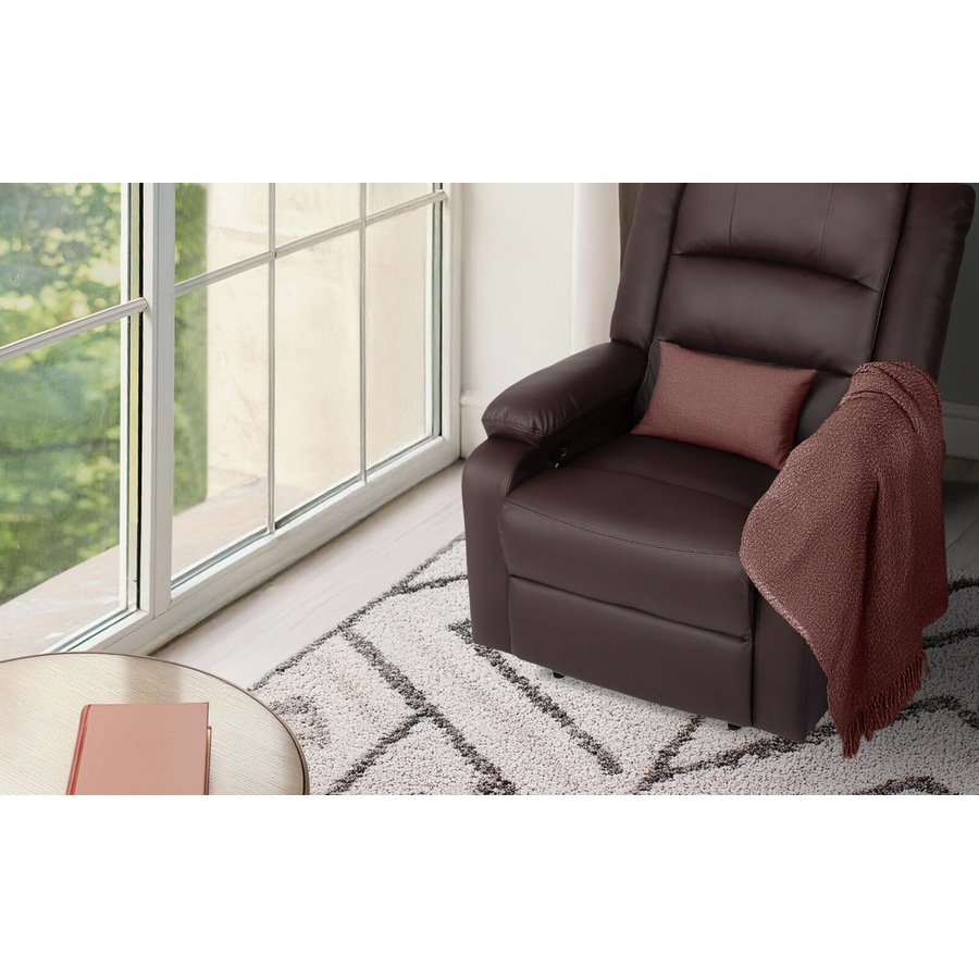 Home Recliner Chair - PU Leather Sofa Lounge Armchair MARLO BROWN