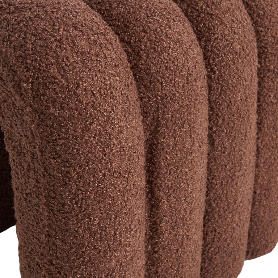 Ridge Arch Ottoman Stool Teddy Fleece Fabric Foot Rest 45cm BROWN