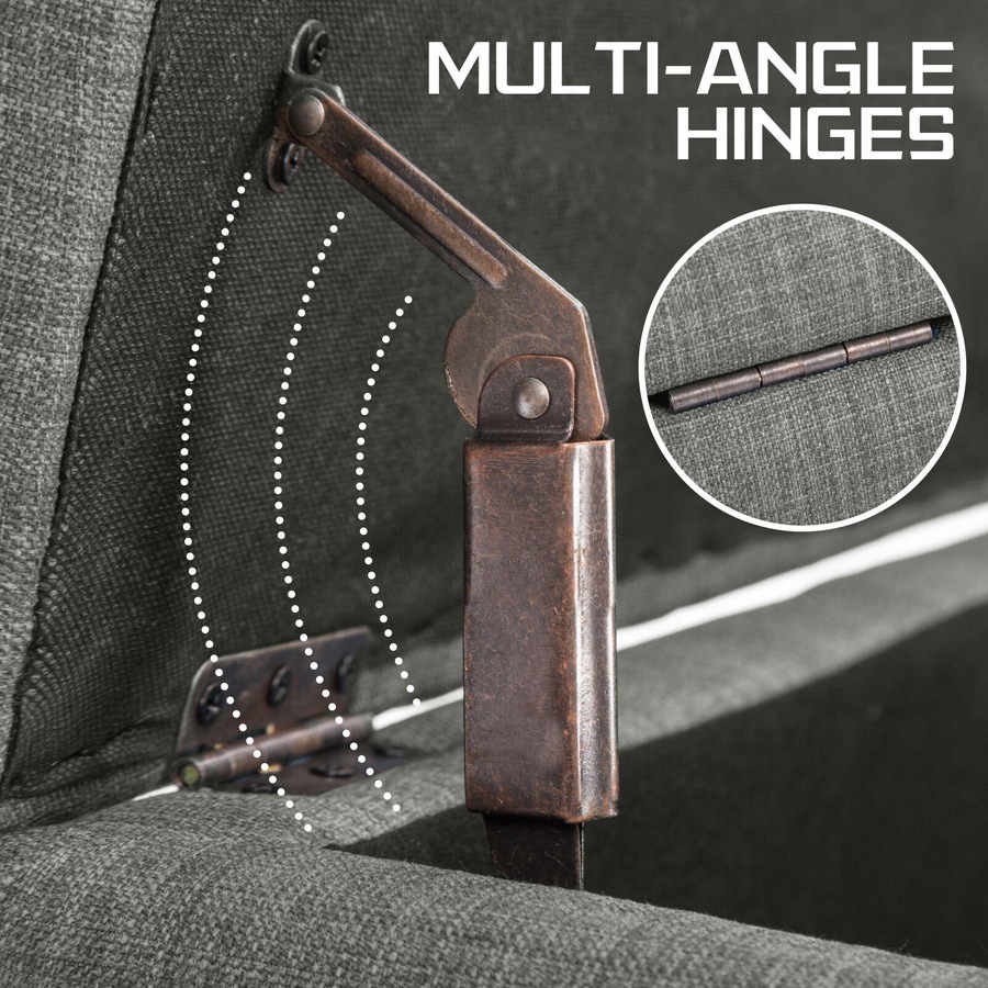 Storage Ottoman Stool 102cm Fabric DARK GREY