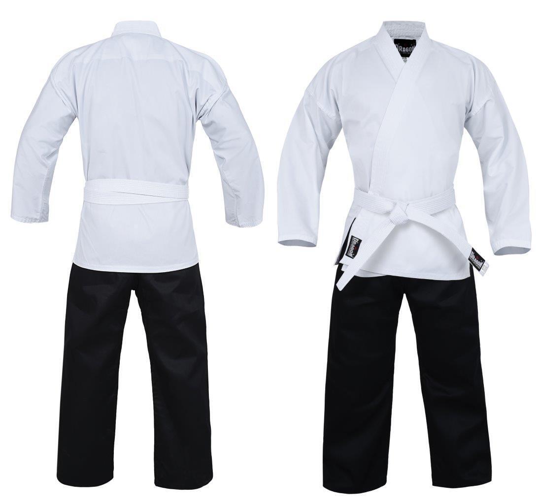 New DRAGON Karate GI Martial Arts Salt & Pepper Uniform (8Oz) Kids to Adults Si