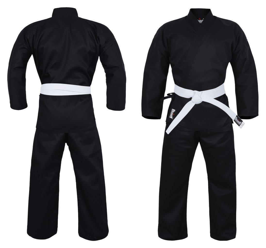 New DRAGON Karate GI Martial Arts Uniform (Black) - 8Oz Kids to Adults Size