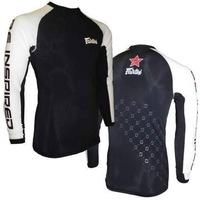 New FAIRTEX-Long Sleeve Rash Guard Black White MMA Kick boxing Training