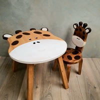 Kids Table Chair Set Giraffe Design Solid Wood Children Toddler Study Dining Des