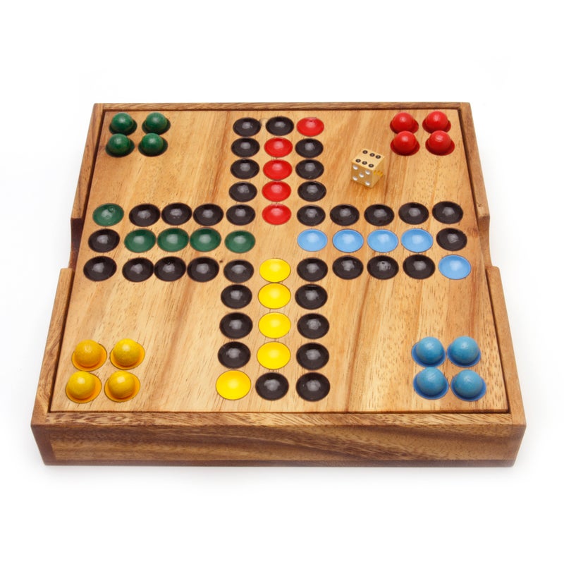 Hand Crafted Mango Wood Ludo Board Game - Strategic Challenge