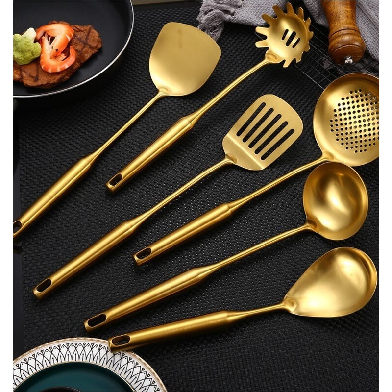 ReaNea Gold Kitchen Skimmer Spoon, Stainless Steel Metal Cooking Strainer,  Slotted Spoons for Cooking 