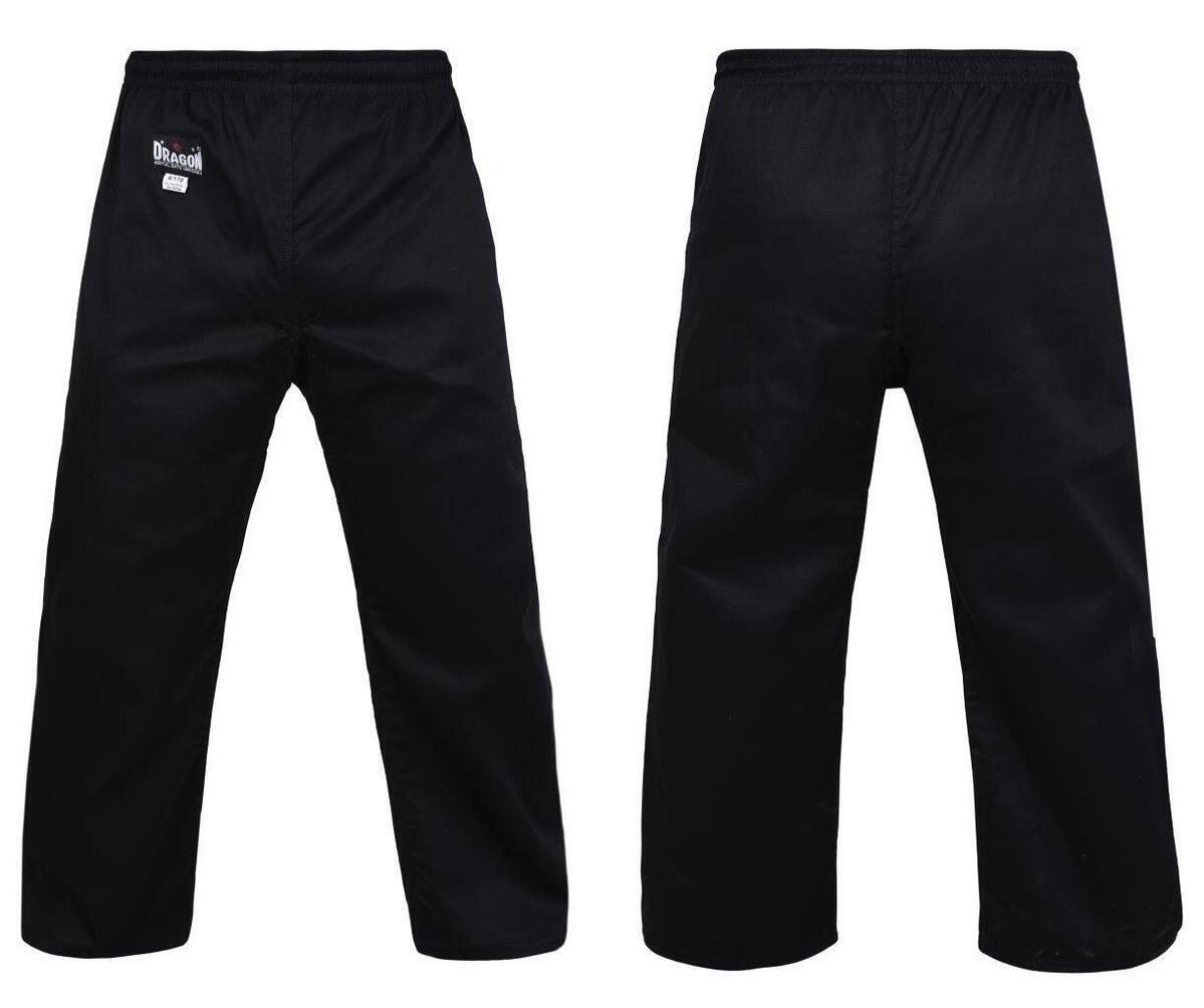 New DRAGON Karate Pants Martial Arts Pants Black Gi Pants (8Oz) Kids to Adults S