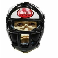 MORGAN Leather Head Guard With Removable Grill Muay Thai Boxing MMA
