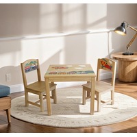 Kids Timber Table Chairs Set Airplane Design Toddler Children Study Desk