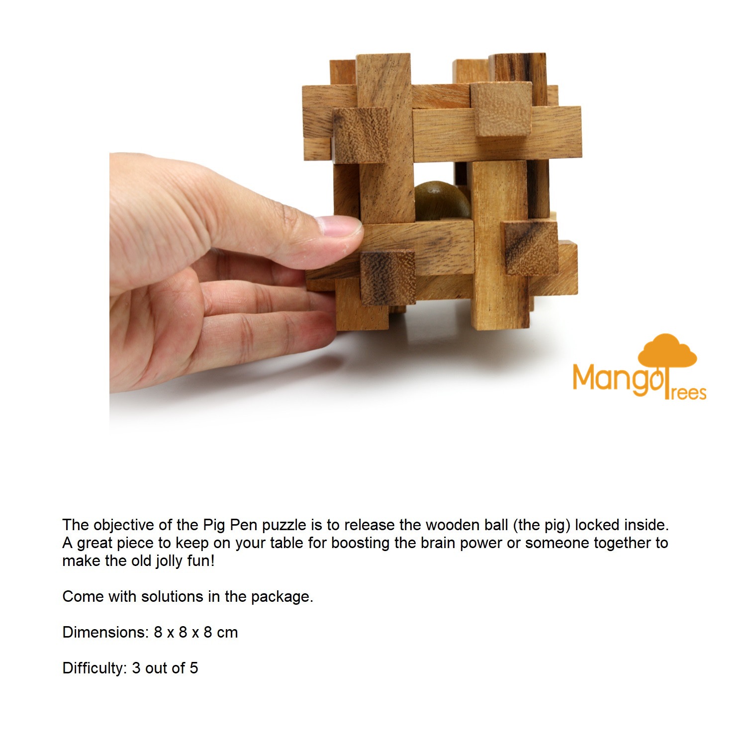 wooden puzzle with ball inside