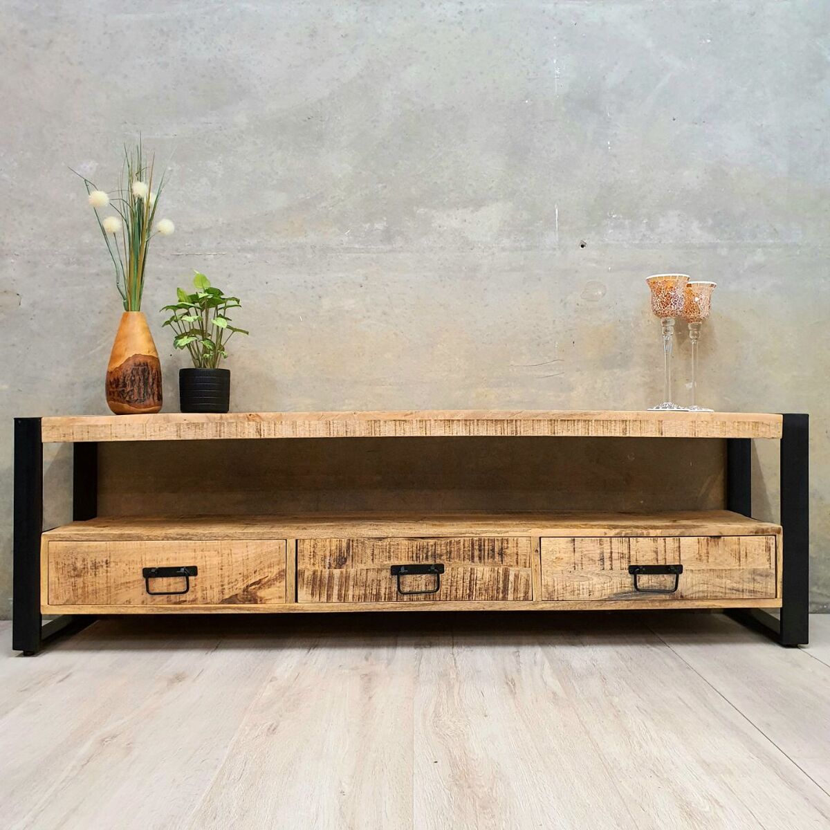 "Reston" Mango Wood Entertainment Unit TV Stand Cabinet 150cm Long