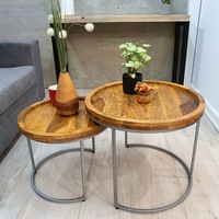 [MANGO TREES] "Olive" Wooden Nesting Coffee Table/Side Table 2PCS Set