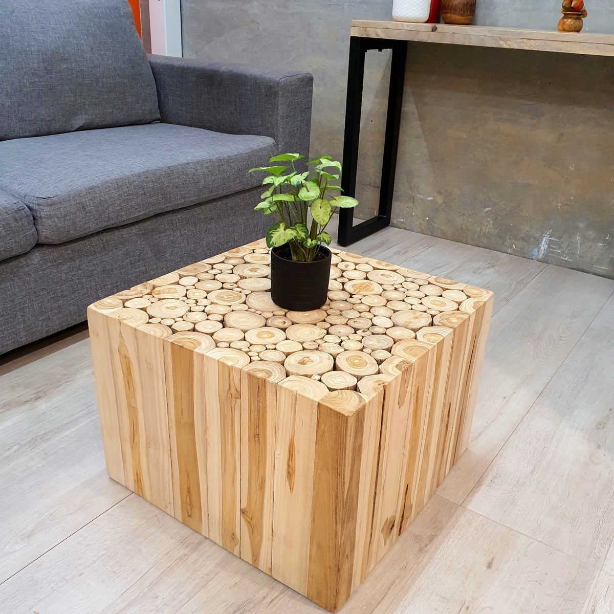 MANGO TREES "Tree Stack" Coffee Table 50x50x35 cm Solid Teak Wood