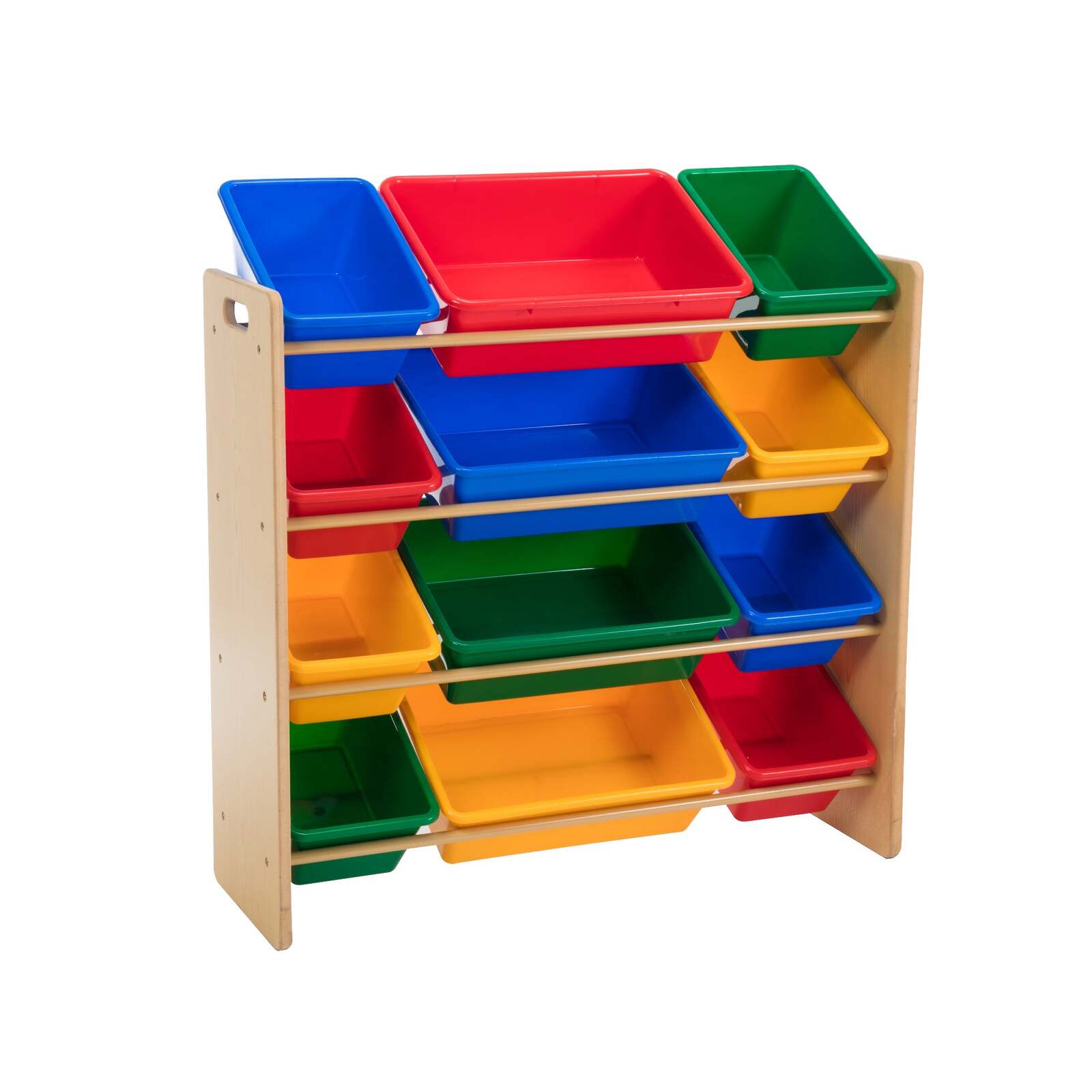 GEM Toys Kids Organiser Shelf Storage Rack for Toys - 12 Multicoloured Bins