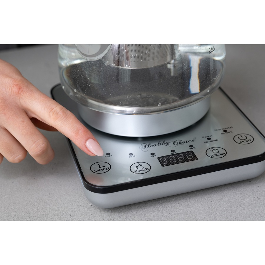 Healthy Choice 1.2L Digital Glass Kettle w/ Electric Tea Pot & Infuser 800W