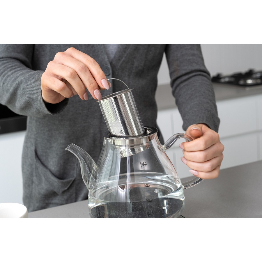 Healthy Choice 1.2L Digital Glass Kettle w/ Electric Tea Pot & Infuser 800W