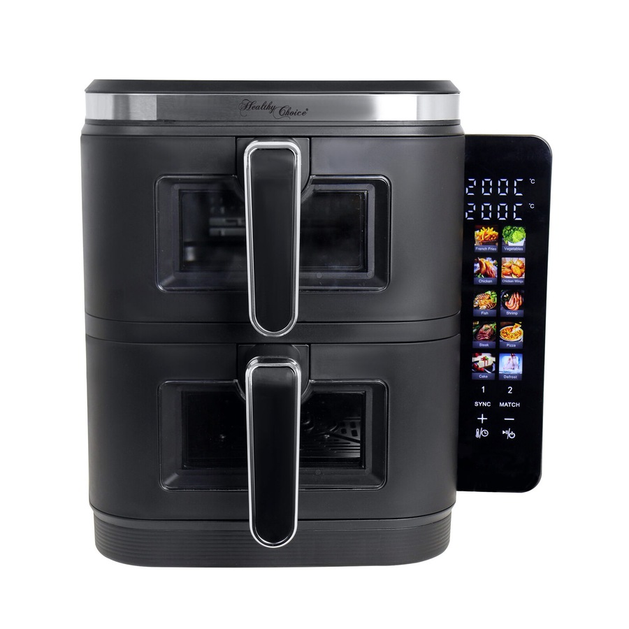Healthy Choice 2400W 11L Multifunctional Double Decker Digital Dual Zone Air Fryer with Foldable Coloured Screen