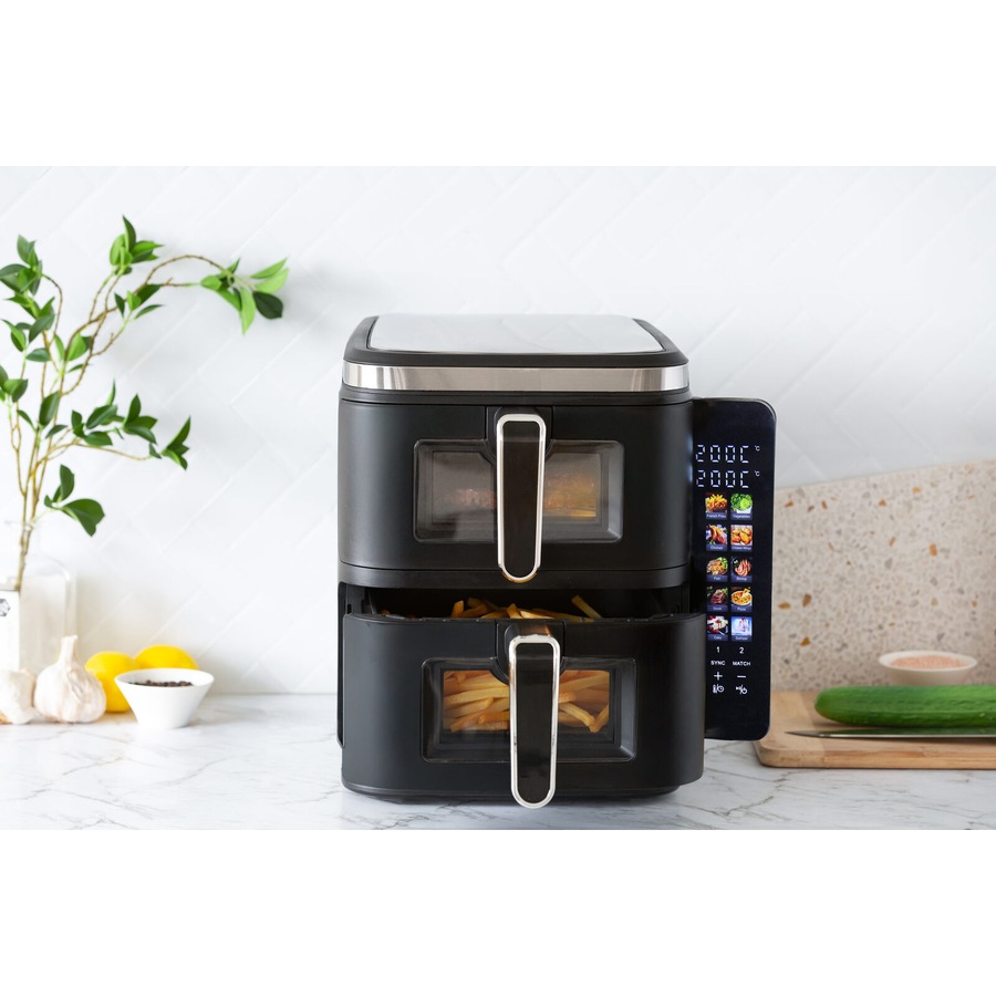 Healthy Choice 2400W 11L Multifunctional Double Decker Digital Dual Zone Air Fryer with Foldable Coloured Screen