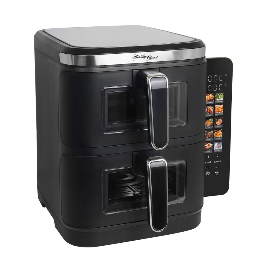 Healthy Choice 2400W 11L Multifunctional Double Decker Digital Dual Zone Air Fryer with Foldable Coloured Screen