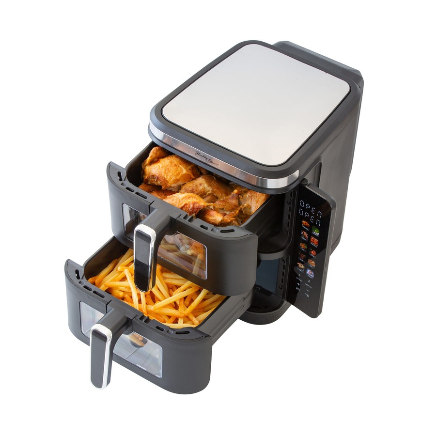 Healthy Choice 2400W 11L Multifunctional Double Decker Digital Dual Zone Air Fryer with Foldable Coloured Screen