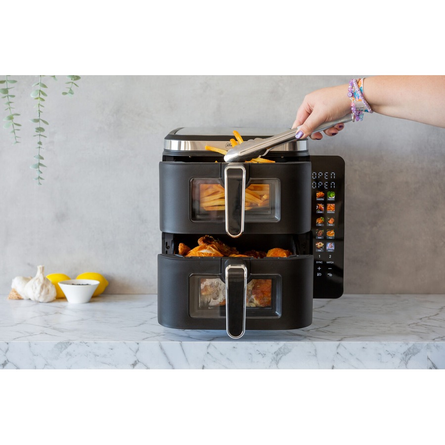 Healthy Choice 2400W 11L Multifunctional Double Decker Digital Dual Zone Air Fryer with Foldable Coloured Screen