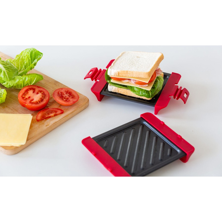 Healthy Choice Compact Microwave Sandwich Maker Non-Stick Grill Plates for Quick Meals at Home, Work, or Travel