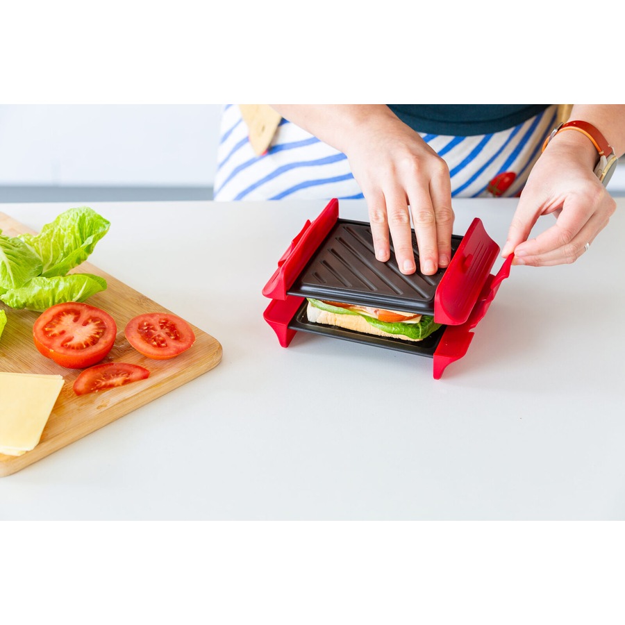 Healthy Choice Compact Microwave Sandwich Maker Non-Stick Grill Plates for Quick Meals at Home, Work, or Travel