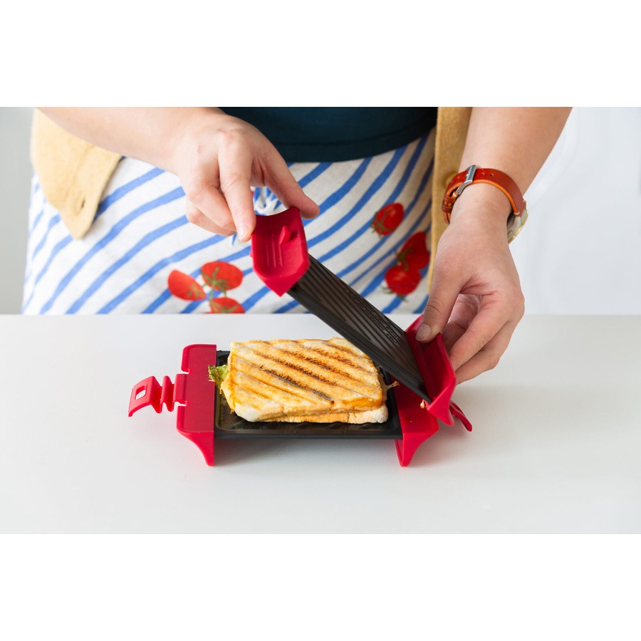 Healthy Choice Compact Microwave Sandwich Maker Non-Stick Grill Plates for Quick Meals at Home, Work, or Travel