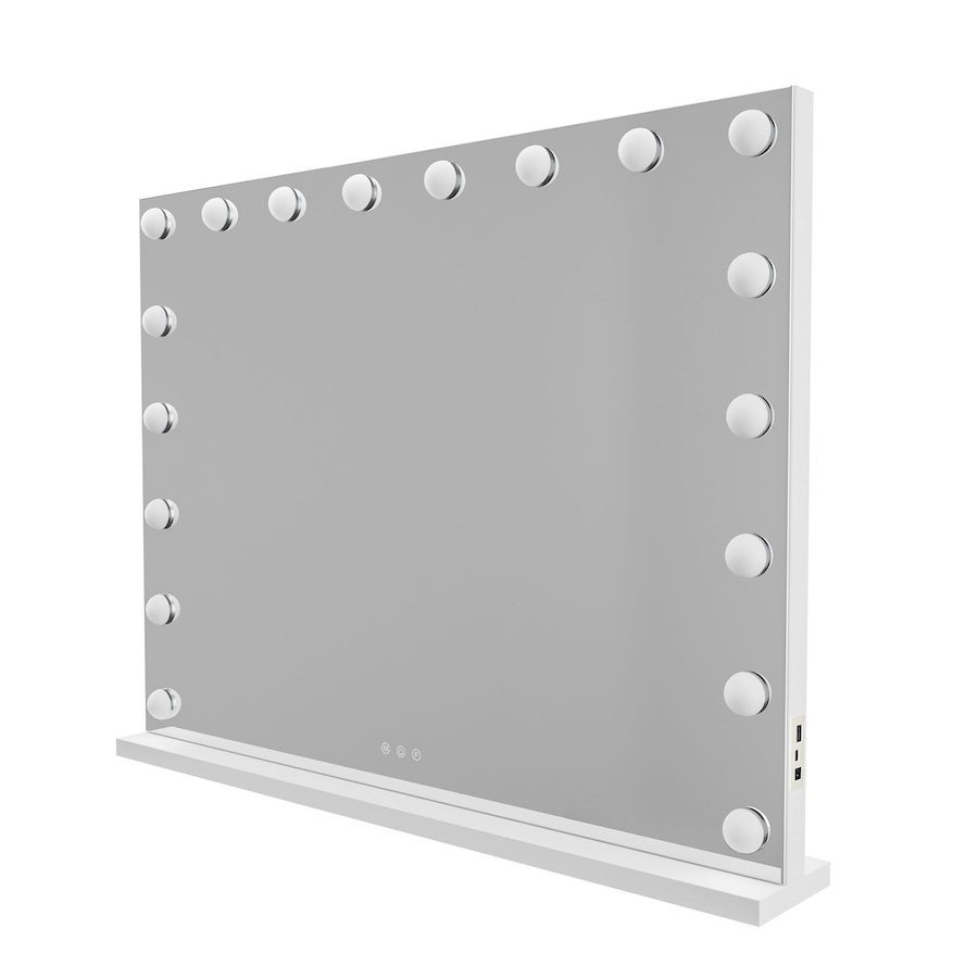 Lenoxx LED Beauty Mirror with 18 Bulbs, Colour Settings, USB A and USB C, White, 80 x 62cm