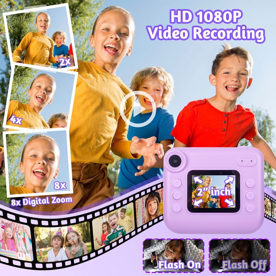 Lenoxx Kids 48MP Instant Print Camera with Dual Lens and 1080P HD Video