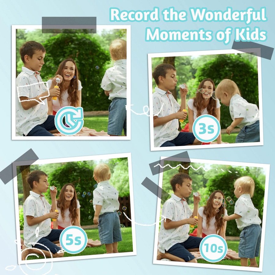 Lenoxx Kids 48MP Instant Print Camera with Dual Lens and 1080P HD Video (Blue)