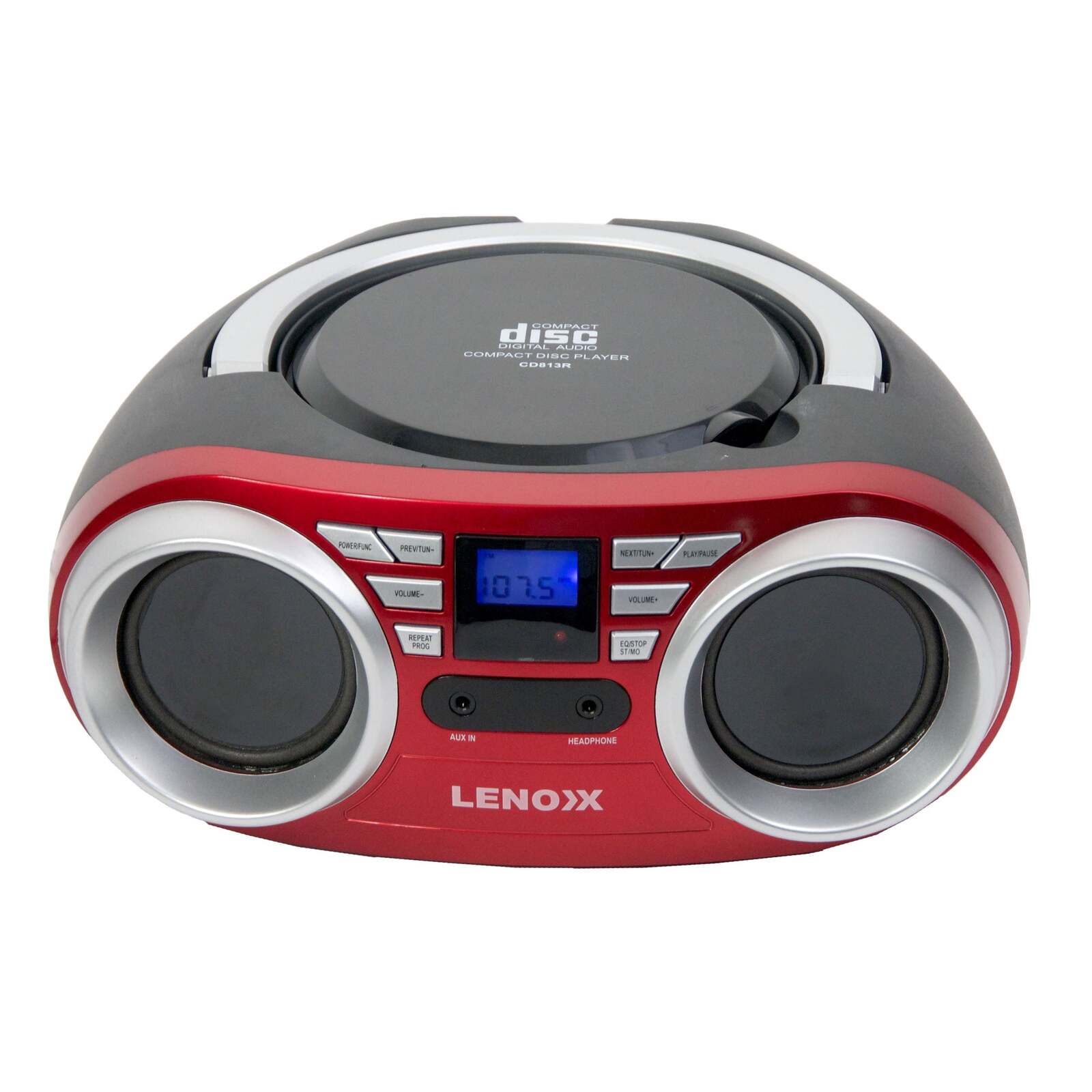 Lenoxx Portable CD Player (Red) 4W Speaker with FM Radio & AUX In