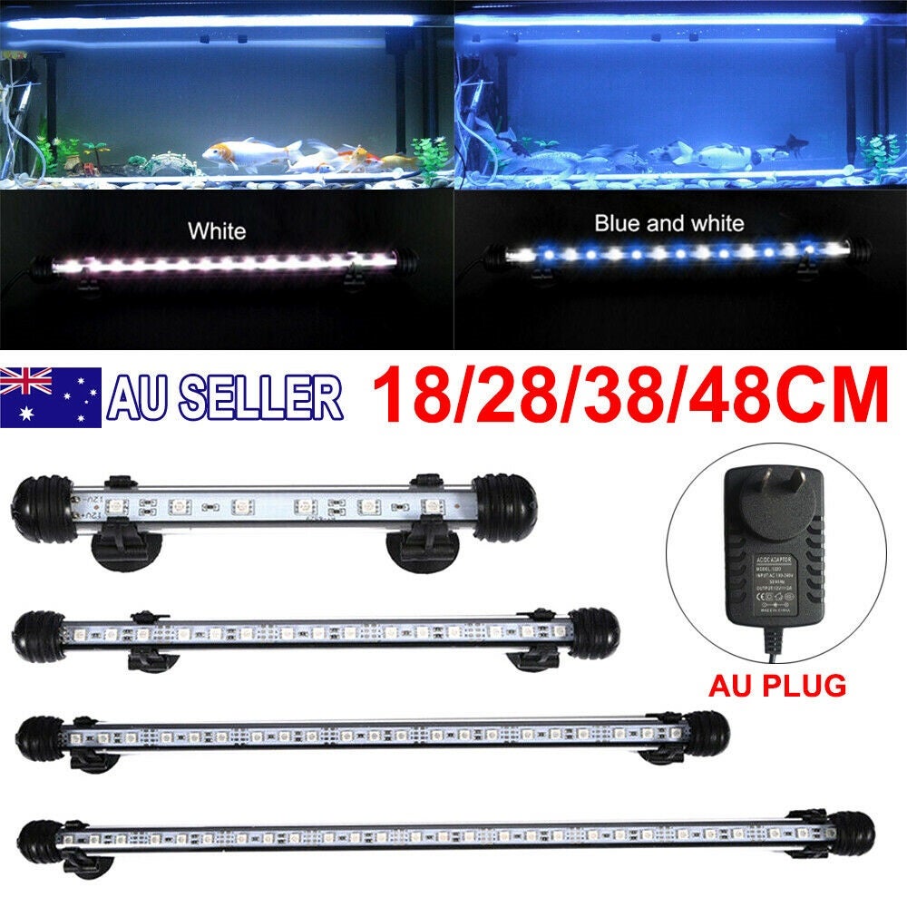 Aquarium Light Fish Tank LED Bar Lamp Pool Submersible Waterproof White Blue RGB