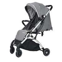 Mamakiddies AULA Light Weight Travel Pram Baby Stroller Compact Cabin Size Baby 7 Kg Silver Grey
