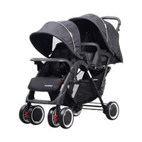 Buy Mamakiddies Double Baby Pram Twin Stroller Tandem in Black - MyDeal