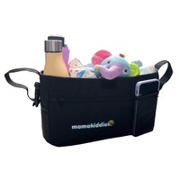 MamaKiddies Baby Stroller Organiser Bag Universal Fit Large Pram Organiser Comes with Cup Holders Water Resistant Safe and Durable Black Colour