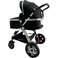 Trendy Black Aluminium Alloy 2in1 Baby Pram Baby Stroller Jogger Push chair