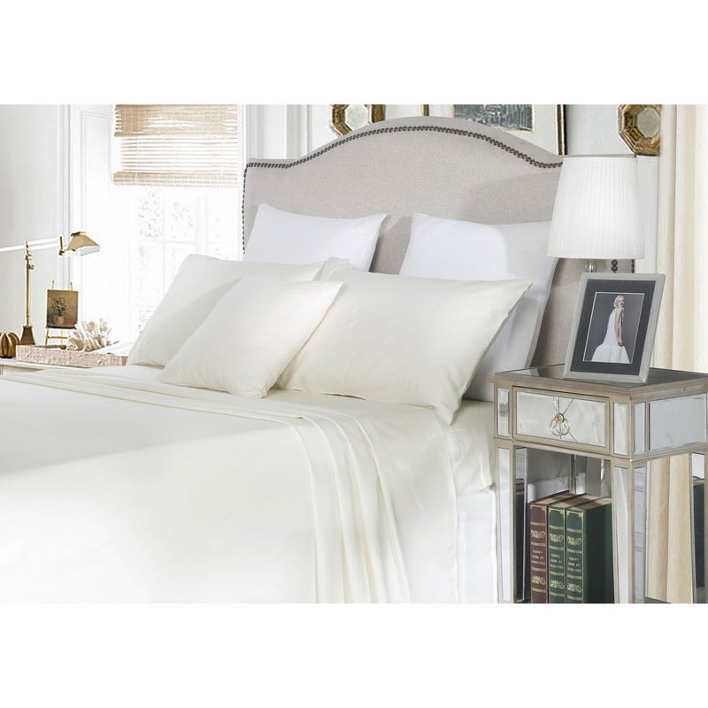 King Cotton Fitted Bed Sheet Set in Ivory 1500TC