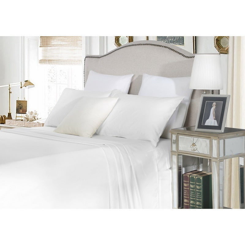 King Cotton Fitted Bed Sheet Set in White 1500TC