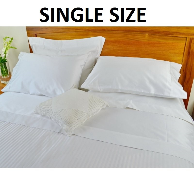 Buy 1250 TC White Single Bed Sheet Sets w/ Pure Cotton MyDeal
