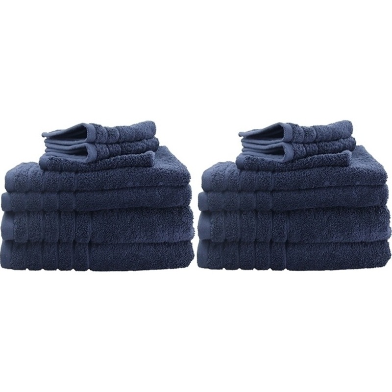 Buy 14pc Soft Egyptian Cotton Bath Towel Set in Navy MyDeal