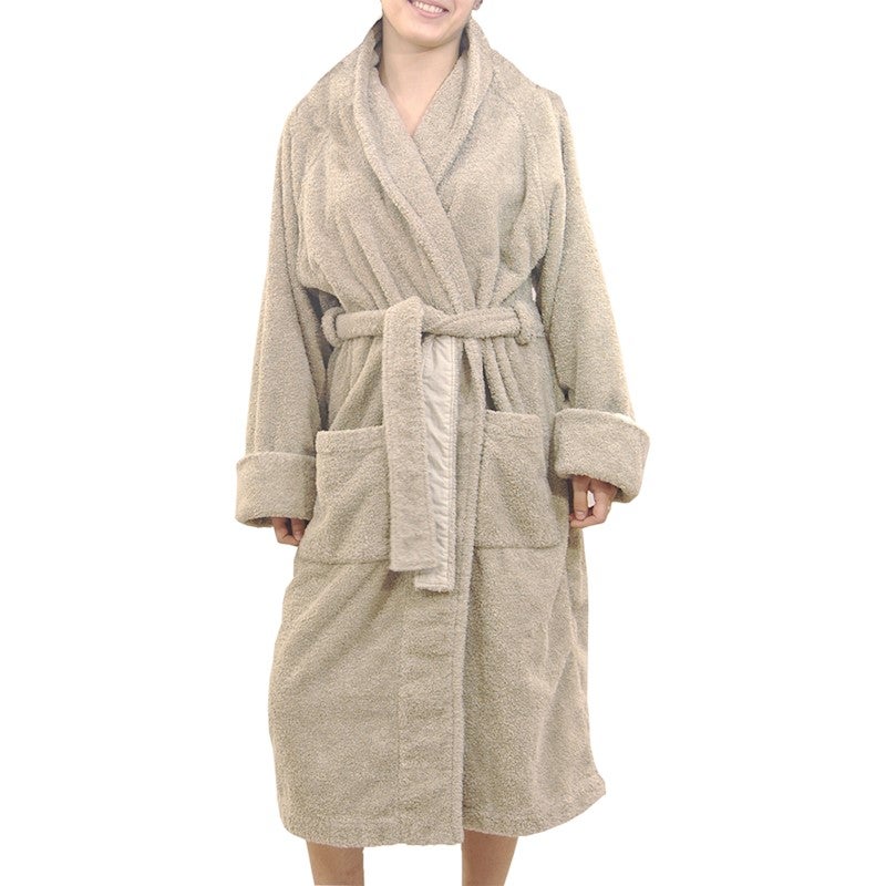 Luxury 18 OZ/550 GSM Thick Terry Fabric Orgnically Natural Colour Pure Cotton Bath Robe Dressing Gowns Unisex Men and Women