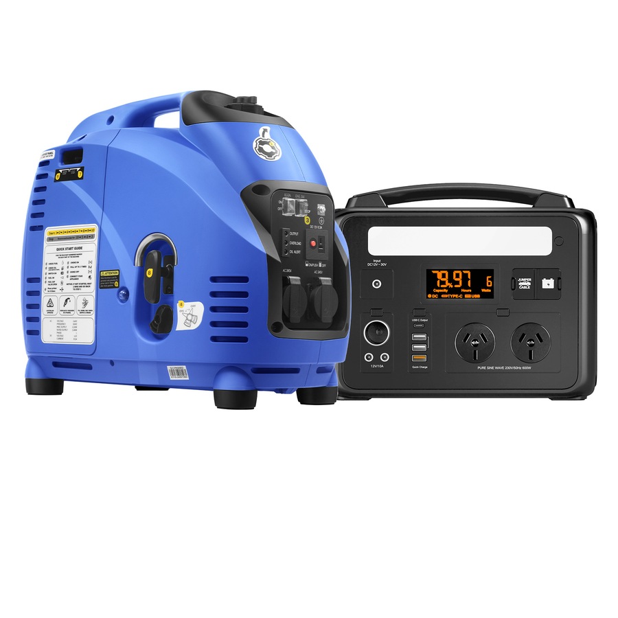 GENTRAX 3.5KW Inverter Generator + 600W VoltX Power Station – Reliable Power for Emergencies