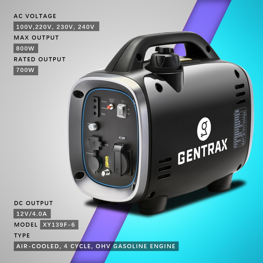 GENTRAX GPRO 800 Portable Inverter Generator – 800W Pure Sine Wave, Compact & Quiet, Ideal for Camping & Emergencies