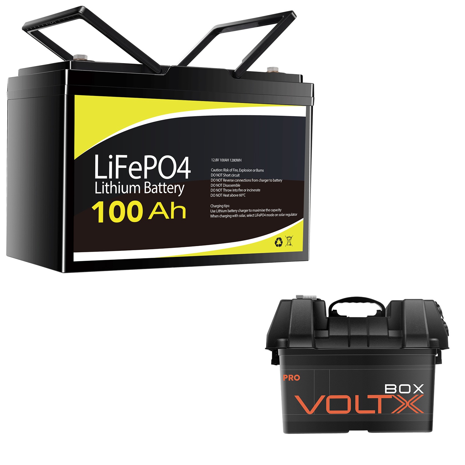 GENTRAX 12V 100Ah Lithium Battery LiFePO4 Deep Cycle Rechargeable + VoltX Box