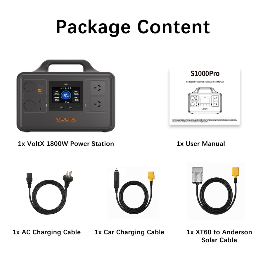 VoltX 3000W Total Portable Power Station Bundle 1800W + 1200W Backup Power