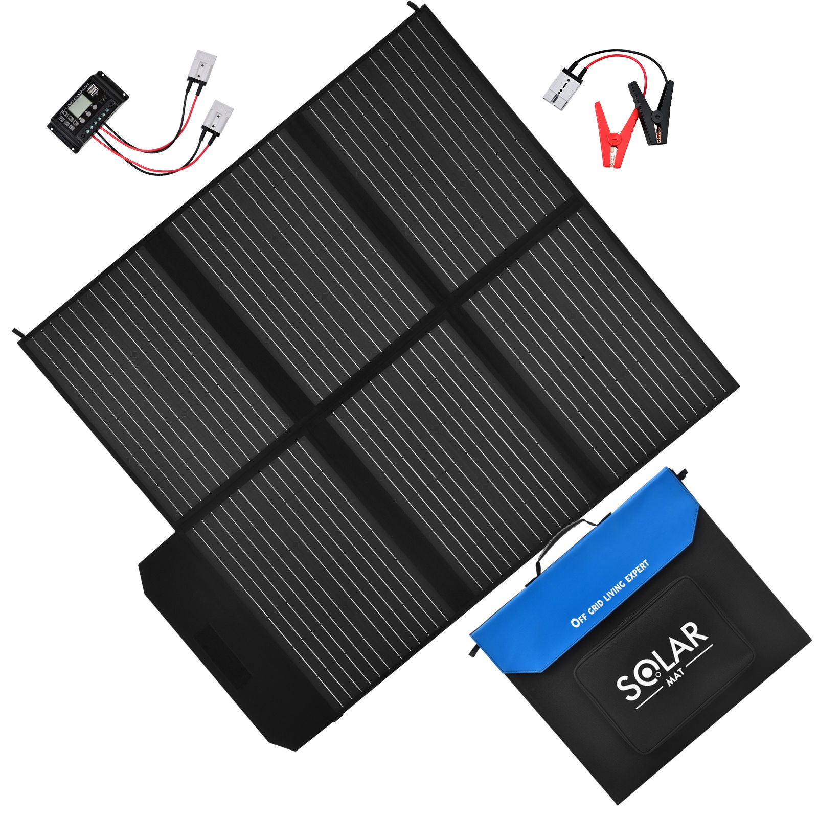 Acemor 12V 380W Portable Foldable Solar Panel Blanket High-Efficiency Monocrystalline with USB Solar Regulator Power Charger